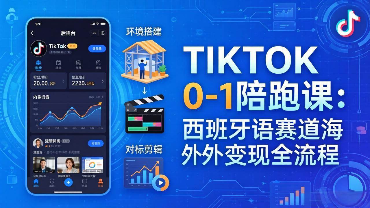 （17908期）TIKTOK 0-1 陪跑课：从环境搭建到刷对标剪辑，西班牙语赛道海外变现全流程-玩备项目资源网