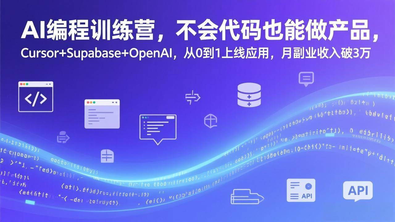 （17388期）AI编程训练营，不会代码也能做产品，Cursor+Supabase+OpenAI，从0到1上线应用，月副业收入破3万-玩备项目资源网