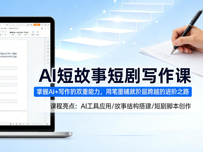 AI短故事短剧写作课，掌握AI+写作的双重能力，用笔墨铺就阶层跨越的进阶之路-玩备项目资源网