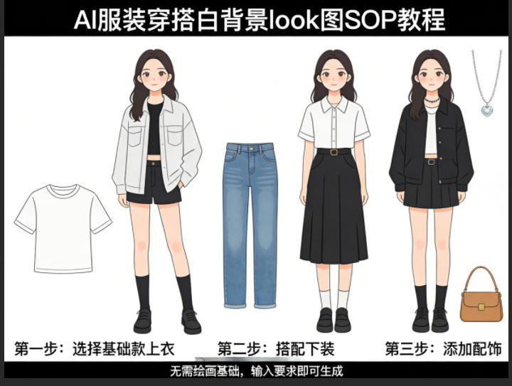 AI服装穿搭白背景look图SOP教程，不用会画画，提几句具体要求，AI就能还你一个奇迹-玩备项目资源网